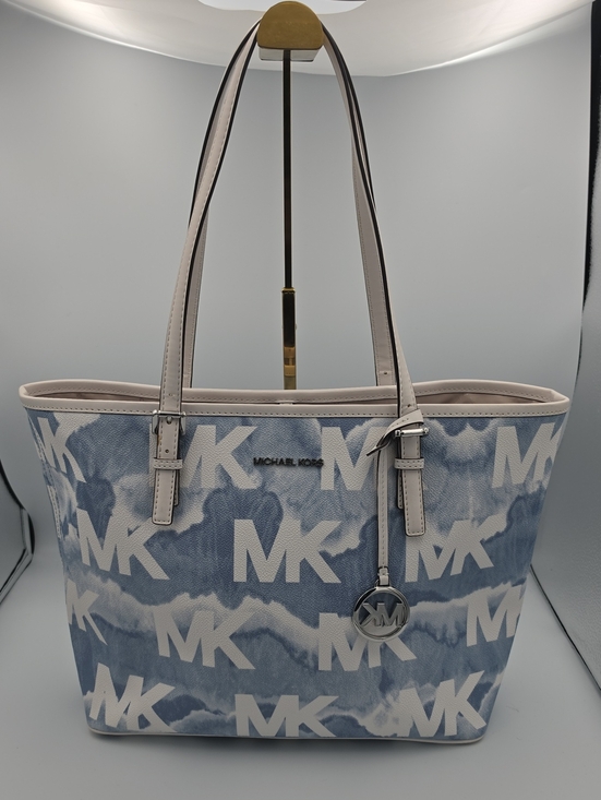 Michael Kors Handbags - Michael Kors Blue & White Tie-Dye Wash MK Monogram Canvas Large Tote (NWOT)🩵🤍